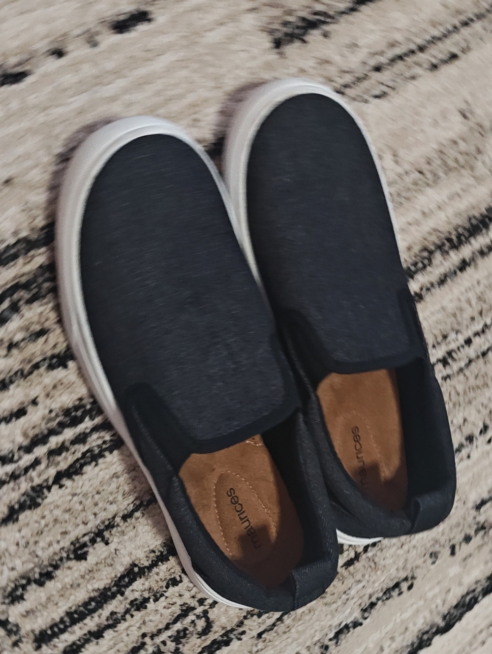 Maurices Black Slip-On Womens’s Loafers with White Sole